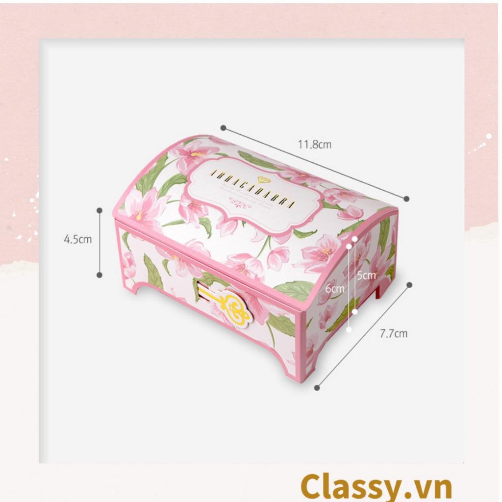 Hộp quà Classy tự gấp 9,5 * 8 * 23cm 02 màu xanh da trời & hồng phấn hình chiếc rương cổ điển Q951