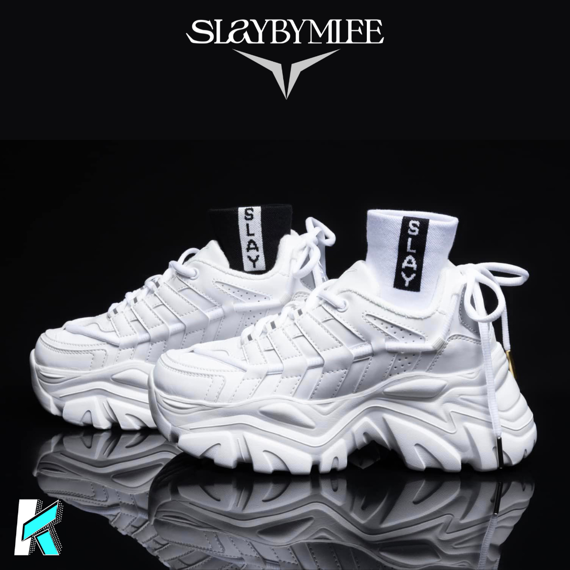 Giày đế cao SLAY BY MLEE, Sneaker Chunky All - White, Hàng chính hãng cao cấp