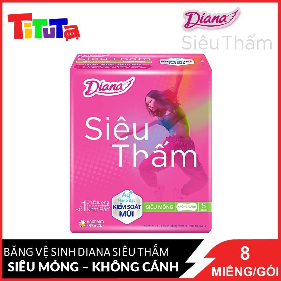 Băng vệ sinh Diana Siêu thấm siêu mỏng không cánh 8 miếng/gói