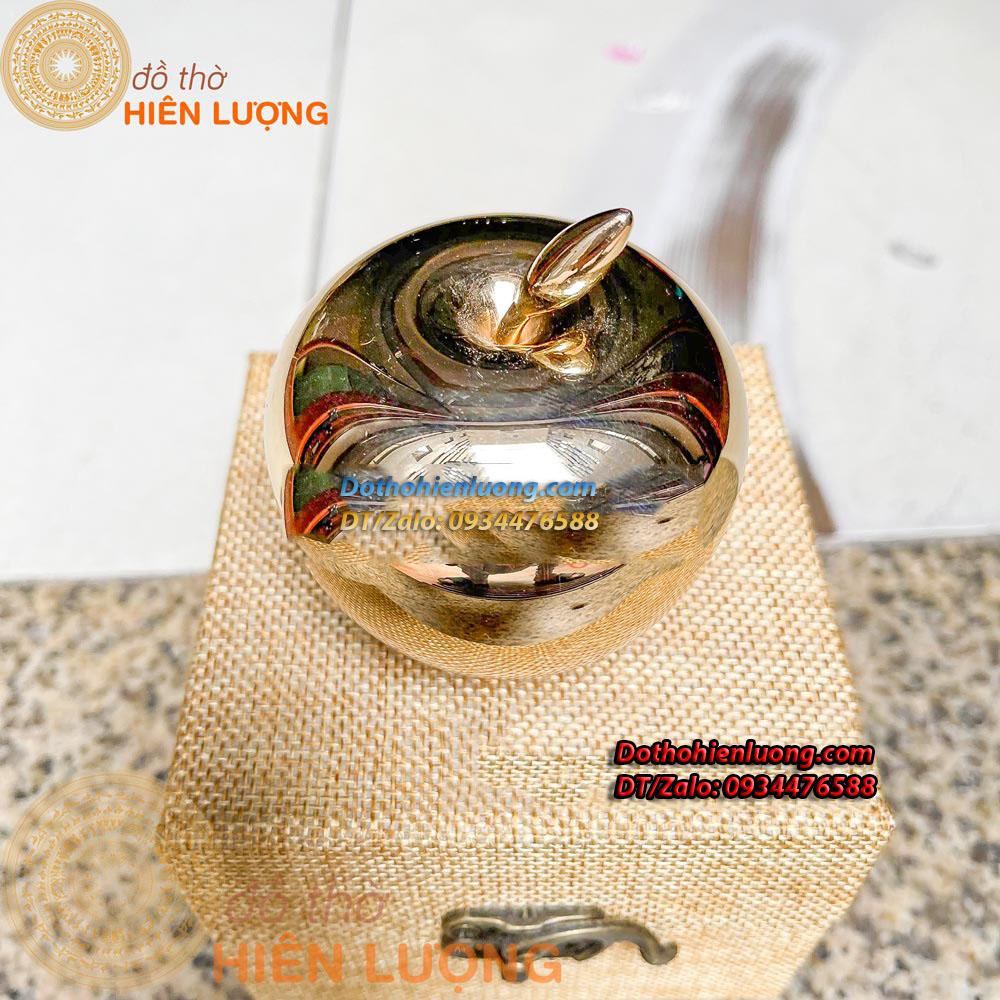 Quả Táo Màu Vàng Trơn Bằng Đồng Nguyên Chất Cao 8cm, Dài 7cm, Nặng 0,4kg- Đồ Thờ Hiên Lượng