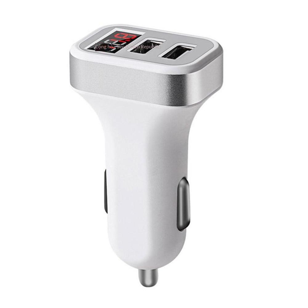 Bộ sạc xe hơi màn hình kỹ thuật số USB kép 2.4A thuận lợi nhất Bộ sạc điện thoại di động trên xe hơi với bộ sạc xe hơi 2 trong 1 USB kép kỹ thuật số