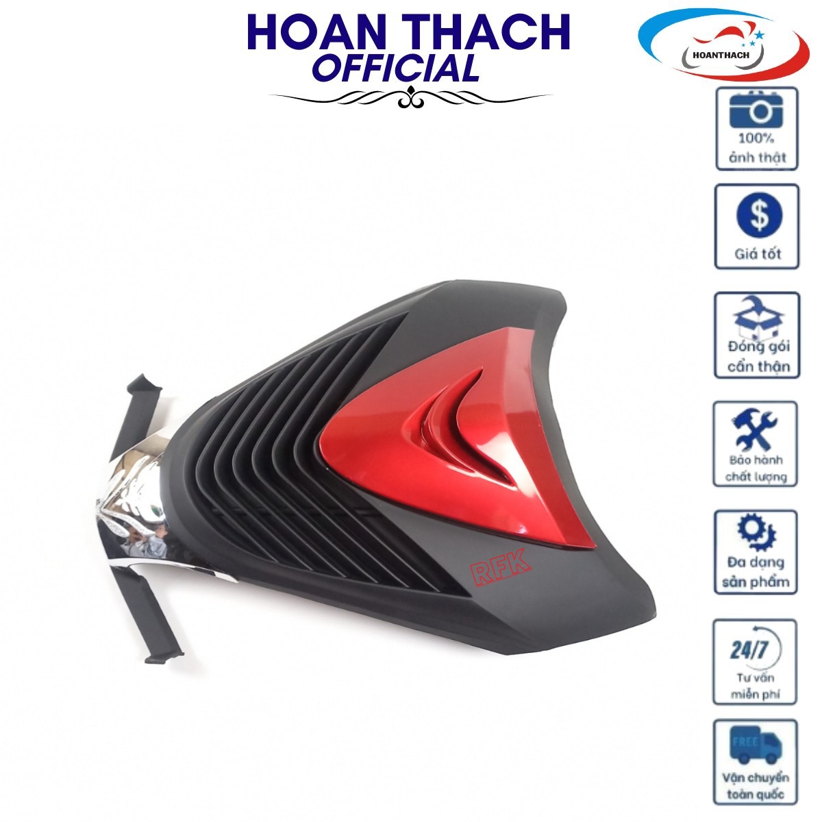 Mặt Nạ Cho Xe Máy Vision Màu Đen Nhám Đỏ HOANTHACH SP016719