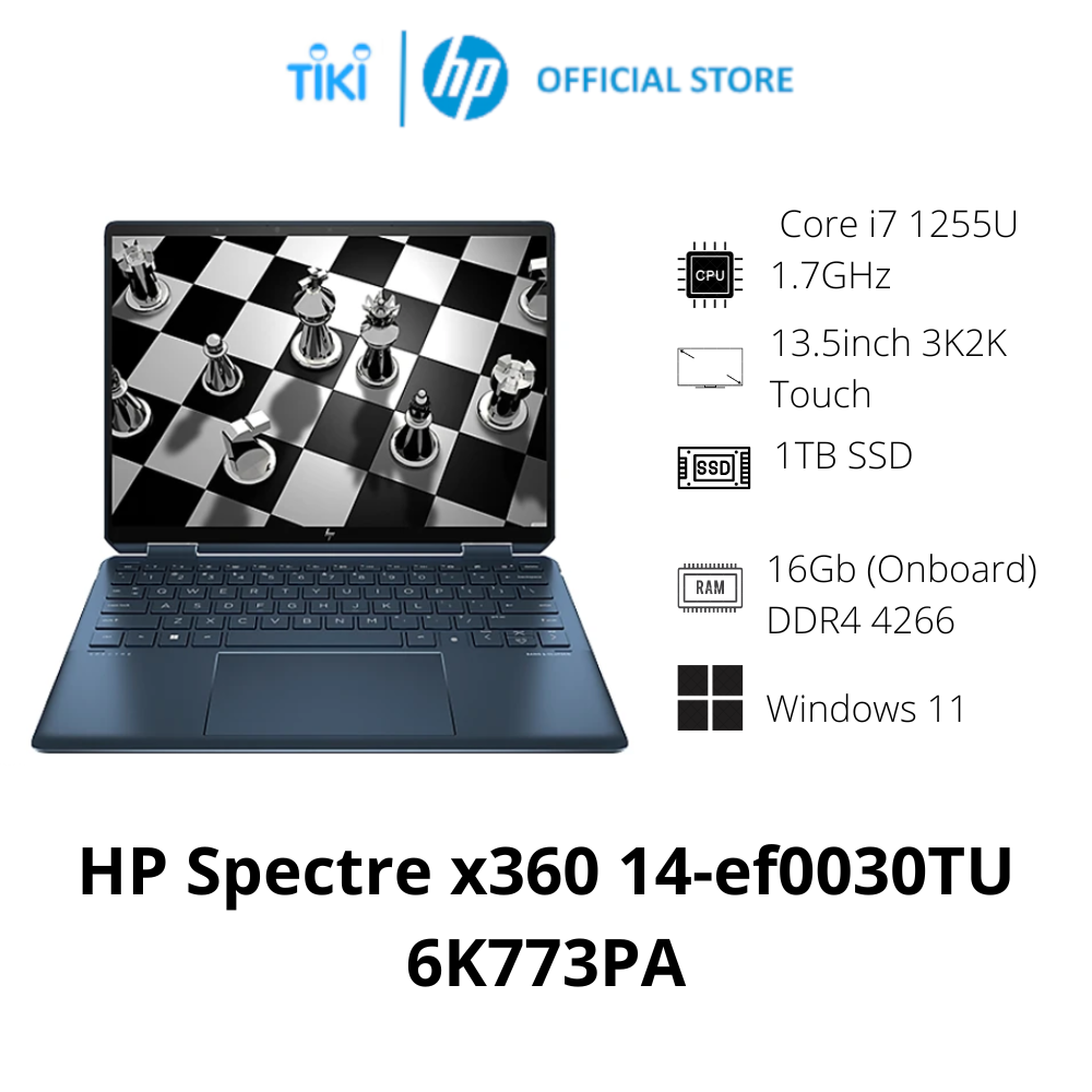 Laptop HP Spectre x360 14-ef0030TU / Nocturne Blue/ Intel Core i7-1255U / RAM 16GB/ 1TB SSD/ Intel Iris Xe Graphics/ 13.5inch Touch3k2k/ 4 Cell/ W11H/ 1Yr - hàng chính hãng