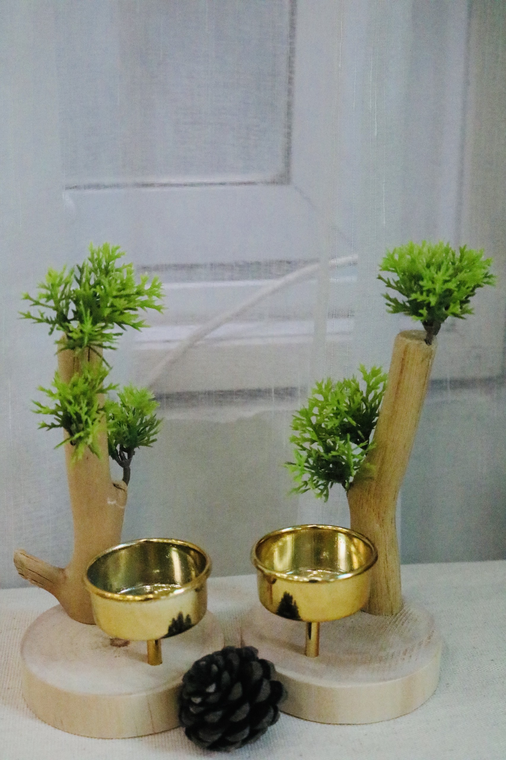 Cây giả bằng gỗ - Giá để nến phong cách Bắc Âu trang trí nhà