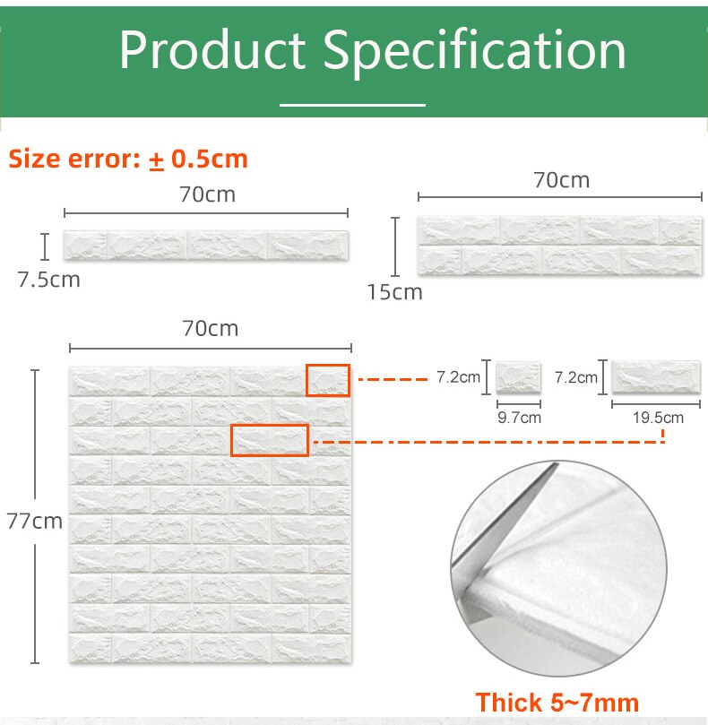 Set 10 tấm xốp dán tường giả gạch dày 5mm cách âm, cách nhiệt