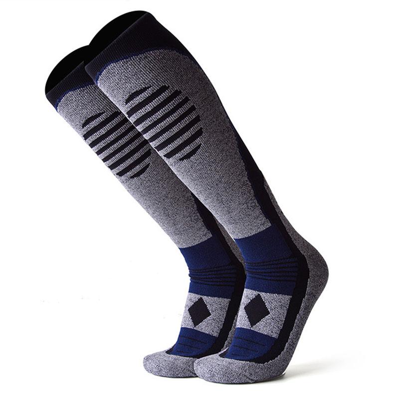 Bàn đệm dày thoáng qua đầu gối thể thao mùa đông trượt tuyết trượt tuyết mùa đông Vớ nhiệt ấm trên núi đi bộ trượt tuyết dài Color: Male Yellow 40-43