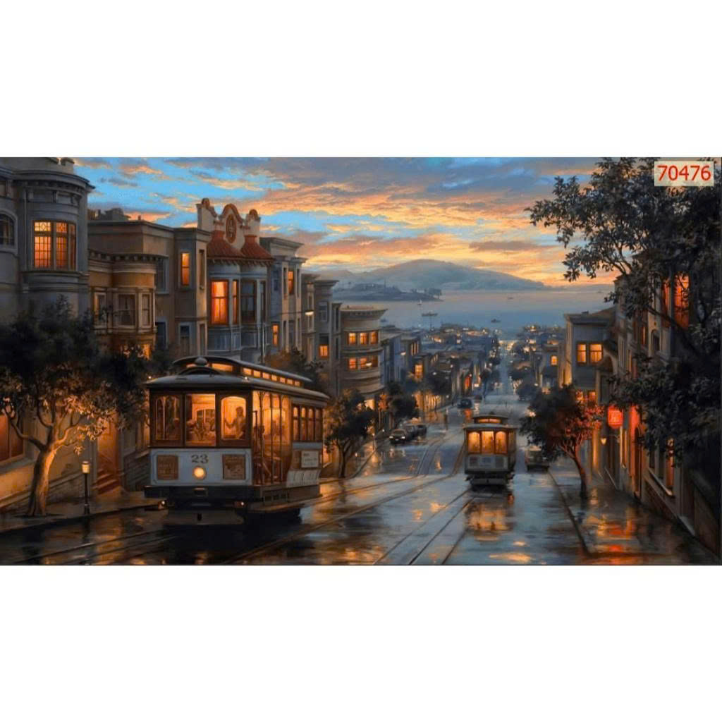 (HCM) Tranh dán tường 3d thành phố đêm tuyệt đẹp ,tranh có sẵn keo dễ dán(có in theo kích thước yêu cầu)