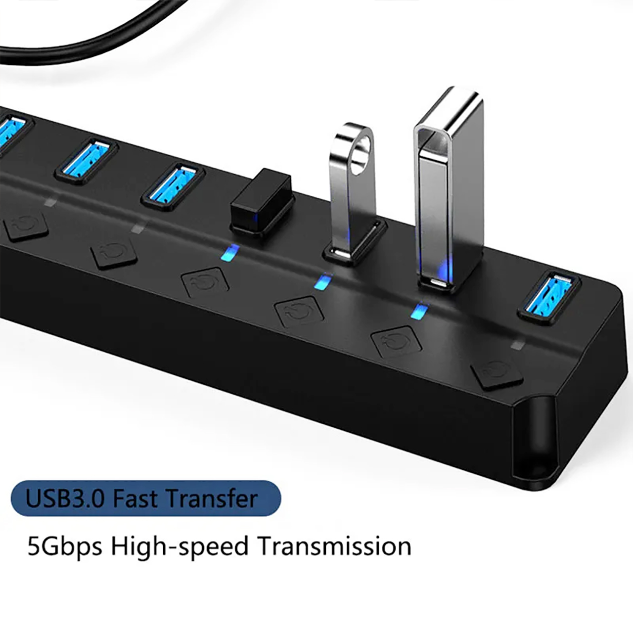 Hub usb 7 cổng 3.0 tốc độ cao Vinetteam bộ chia usb 3.0 7 cổng mở rộng kết nối chuyển đổi cho laptop, máy tính - hàng chính hãng