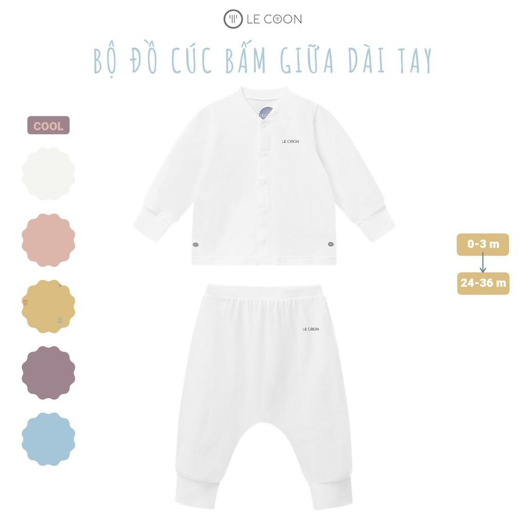 Le coon - Bộ đồ cúc bấm giữa dài tay LC0658 cho bé sơ sinh đến 3 tuổi chất liệu 100% cotton mỏng