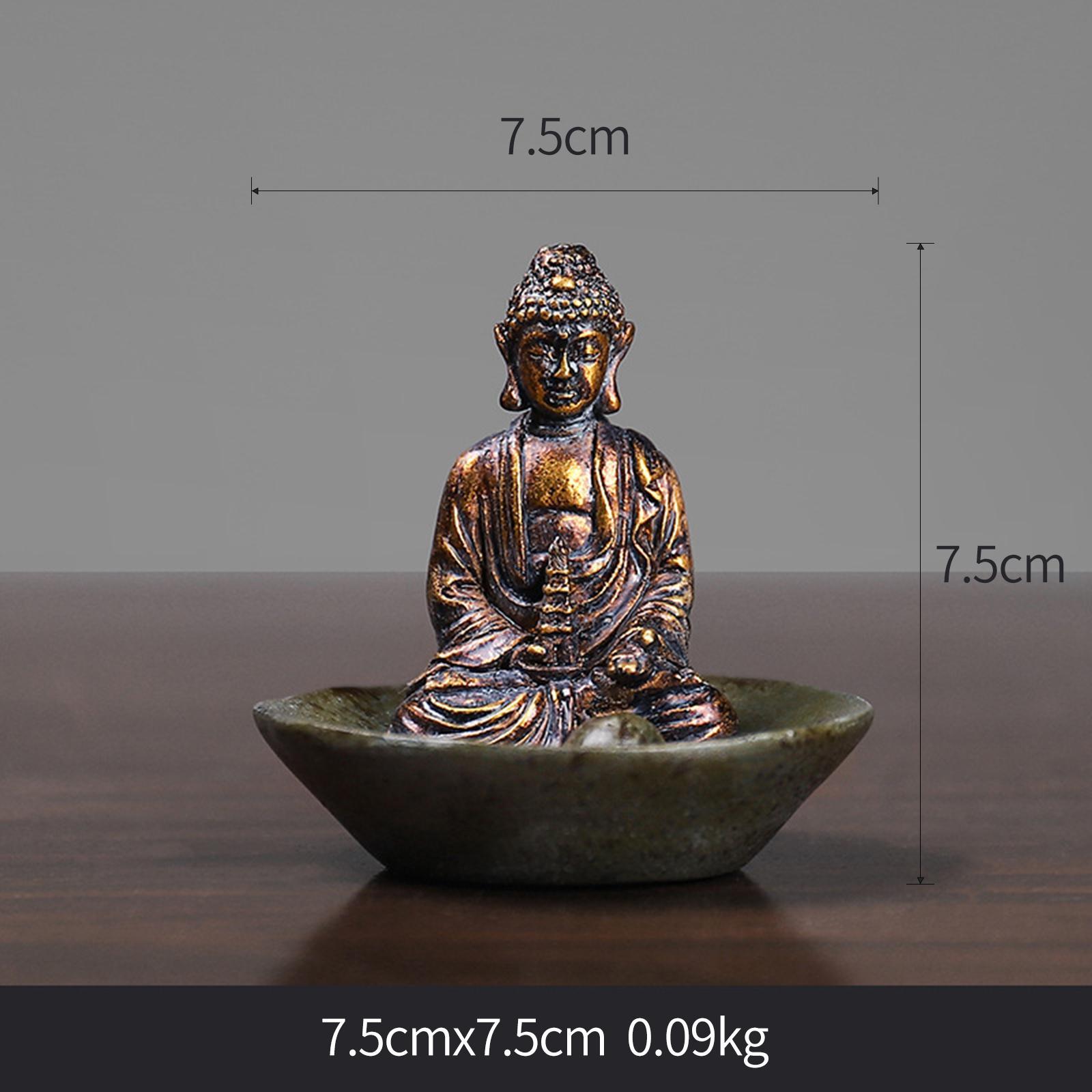 Buddha Statue Incense Stick Holder Figurine Sculpture for TV Cabinet Desktop