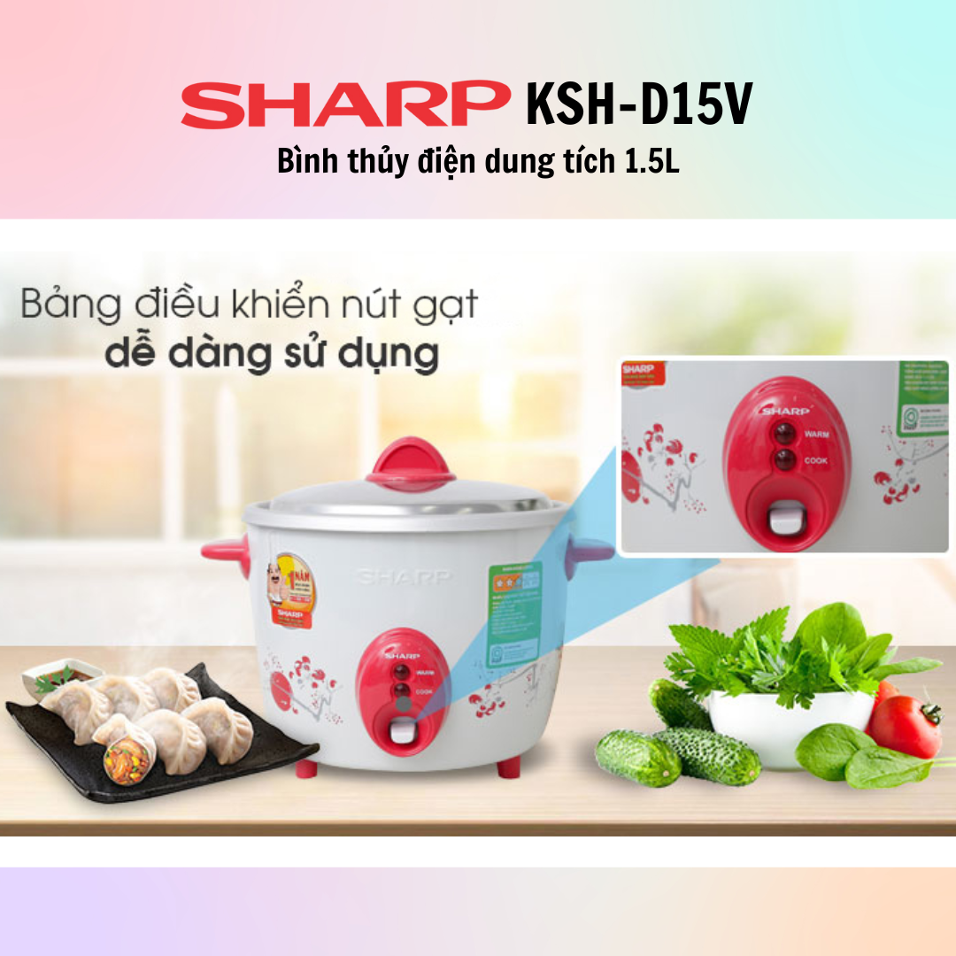 Nồi Cơm Điện Nắp Rời Sharp KSH-D15V (1.5L) - Màu Ngẫu Nhiên -  Hàng Chính Hãng