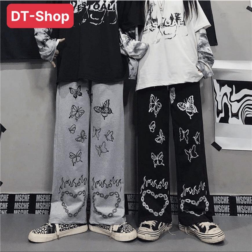Quần ống Rộng Nam Nữ Mẫu Mới  Quần Ống Suông in Hình Bướm Phong Cách Nhật Bản Trẻ Trung Thời Trang Năng Động
