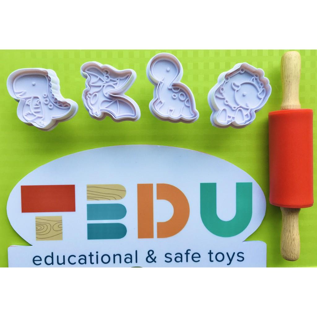 BỘ KHUÔN KHỦNG LONG CỔ LÙN CHƠI BỘT NẶN ĐẤT NẶN AN TOÀN TEDU