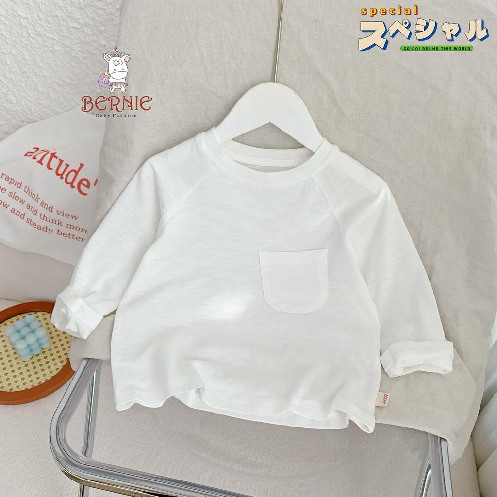 Áo phông dài tay, áo thun unisex cho bé trai gái , chất liệu cotton mềm mại màu trắng, đen, cam, rêu