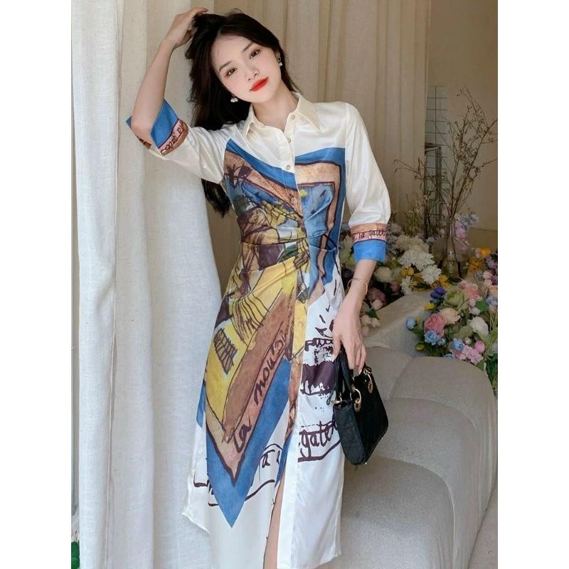 ĐẦM LỤA SƠ MI HỌA TIẾT