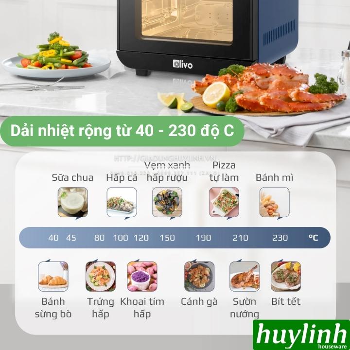 Nồi chiên không dầu - hấp hơi nước Olivo SF15 - Dung tích 15 lít - 37 menu - Hàng chính hãng