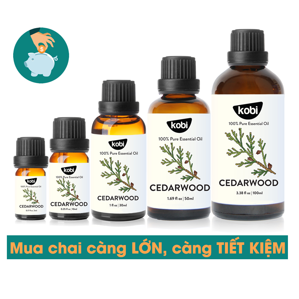 Tinh Dầu Hoàng Đàn Kobi Cedarwood Essential Oil Dùng Xông Phòng, Giúp Khử Trùng, Giảm Đau, Chống Viêm Nhiễm Hiệu Quả