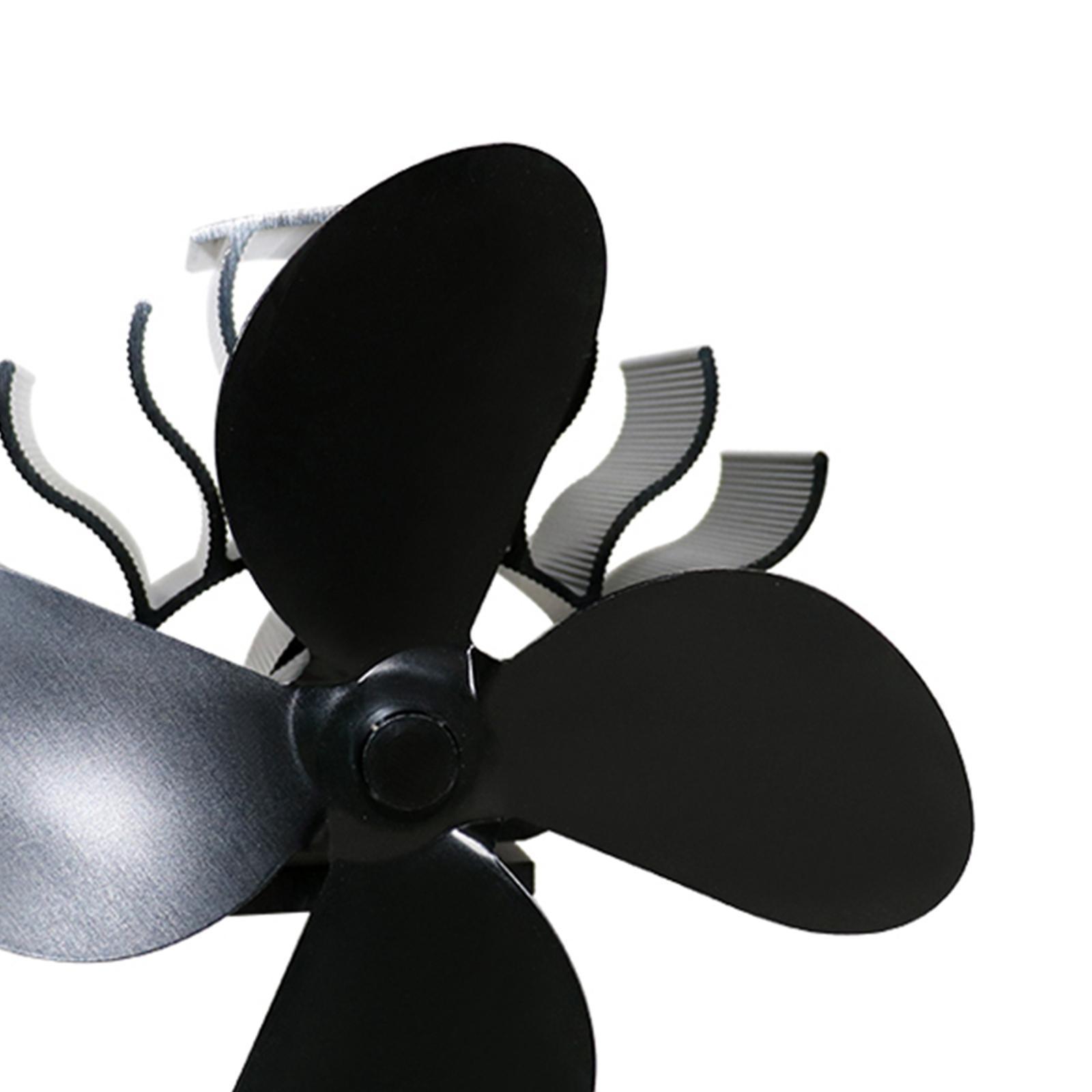 4-Blade Heat Powered Stove Burner Fan Wood/Log Burner/Fireplace Warm