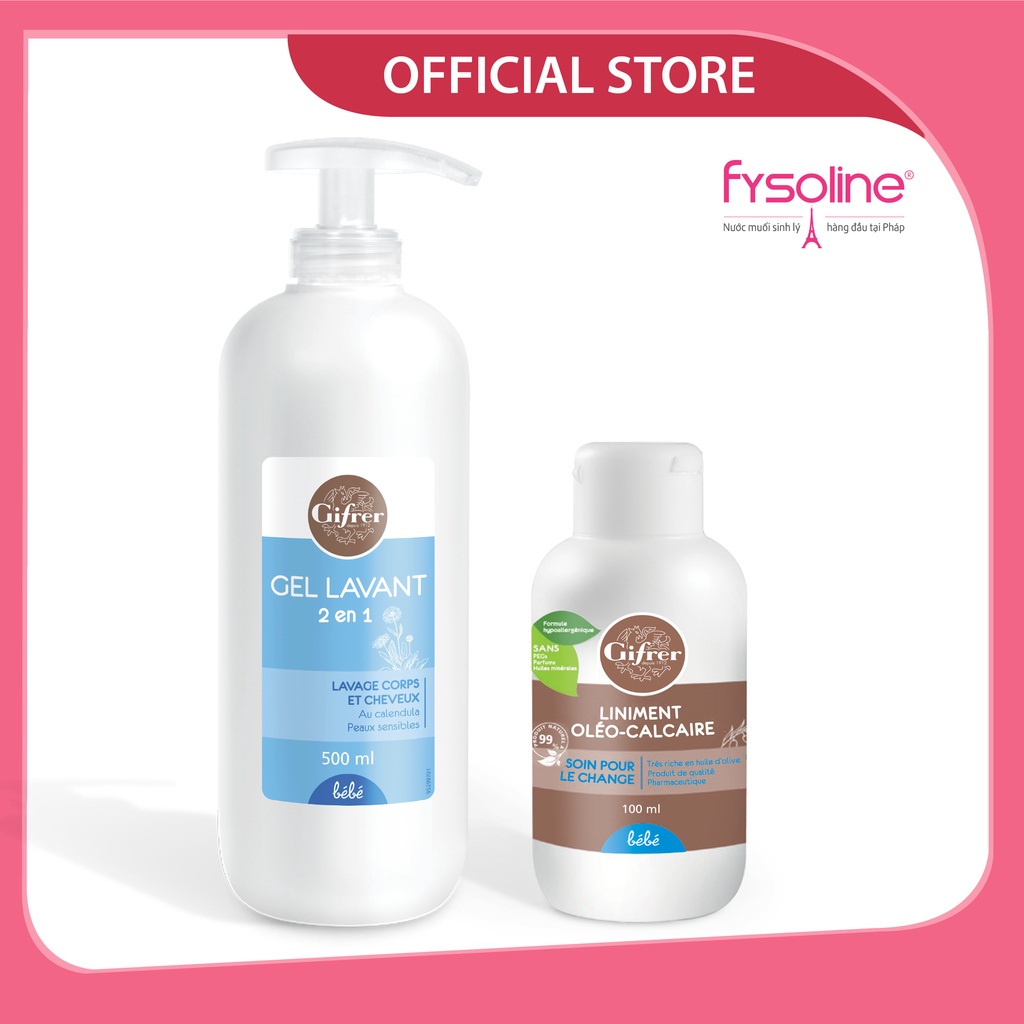Bộ đôi Sữa tắm gội cho bé Gel LavanI GIFRER 500ml 2 trong 1 + Kem thay tã Gifrer 100ml nhập khẩu Pháp