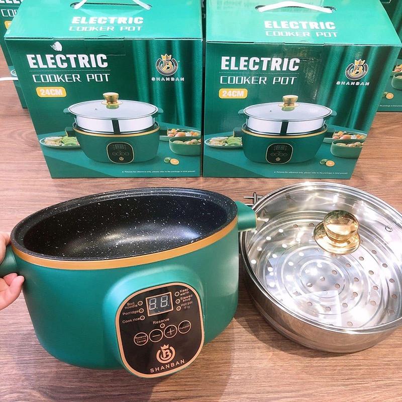 Nồi điện đa năng ELECTRIC COOKER POT dung tích 2.4L, công suất 800W.6 chế độ nấu - tặng kèm khay hấp