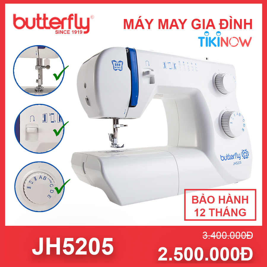 Máy May Gia Đình Cơ Bản Butterfly JH5205 - Hãng Chính Hãng