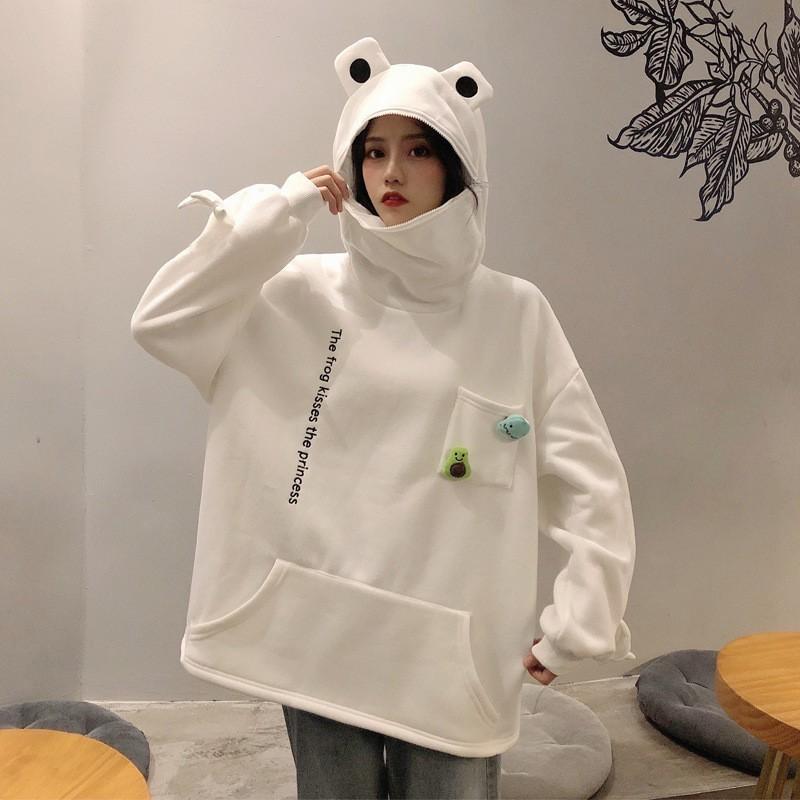 Áo Hoodie Nam và Nữ Tay Dài Có In Hình Con Ếch Thời Trang Cá Tính