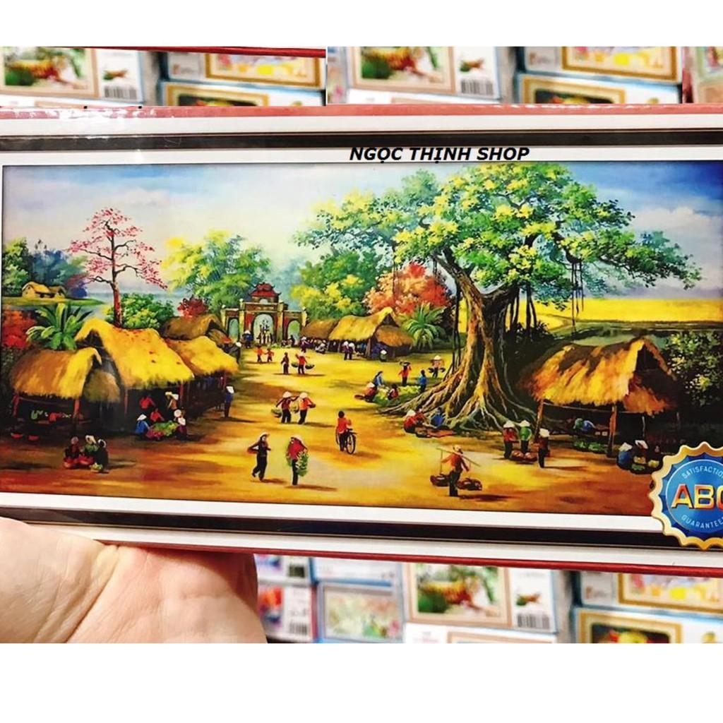 FreeShip từ 250K-Tranh đính đá chợ quê việt nam Y8158- KT: 150X70CM