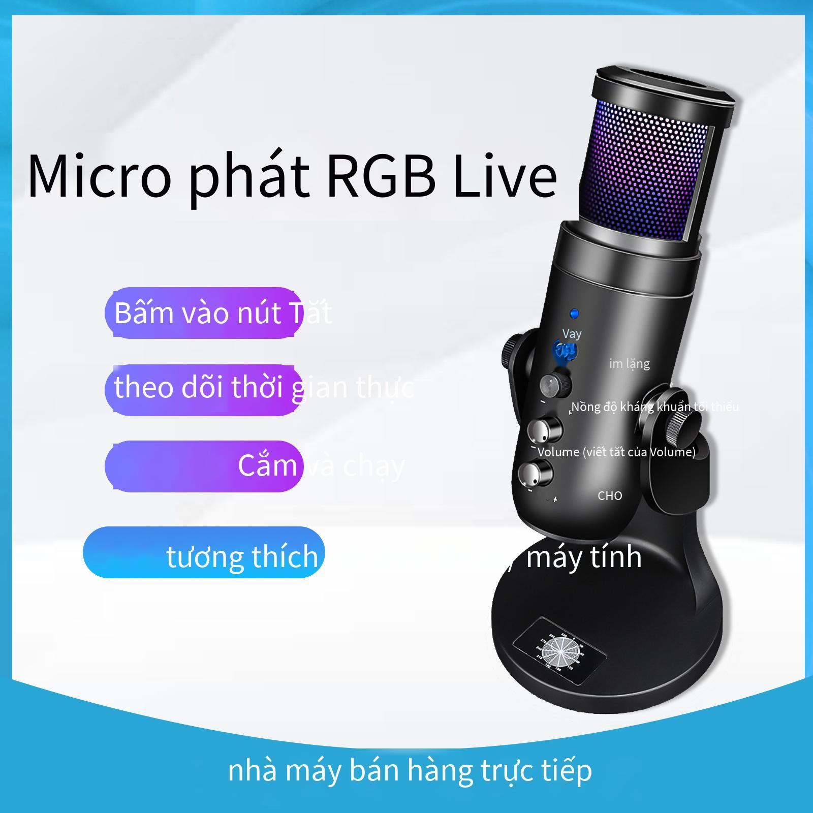 Thuận lợi nhất trung tính usb microphone đầy màu sắc máy tính để bàn rgb nhà điện thoại di động máy tính đài phát thanh game tụ microphone karaoke hiện vật