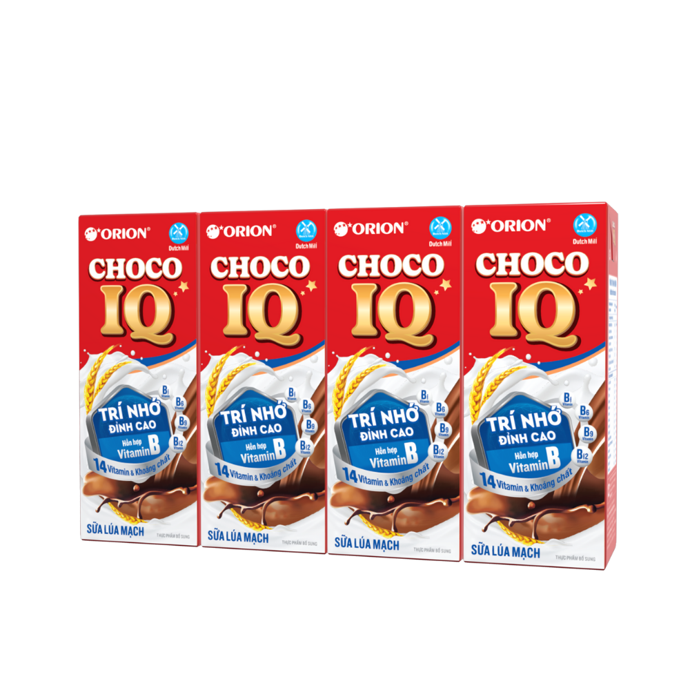 COMBO 4 Lốc 4 hộp Sữa ORION Lúa Mạch Sô-cô-la Choco IQ 180ML