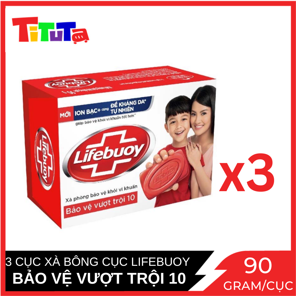 COMBO 3 Xà Bông Cục Lifebuoy Bảo Vệ Vượt Trội 10 (Đỏ) 90gx3