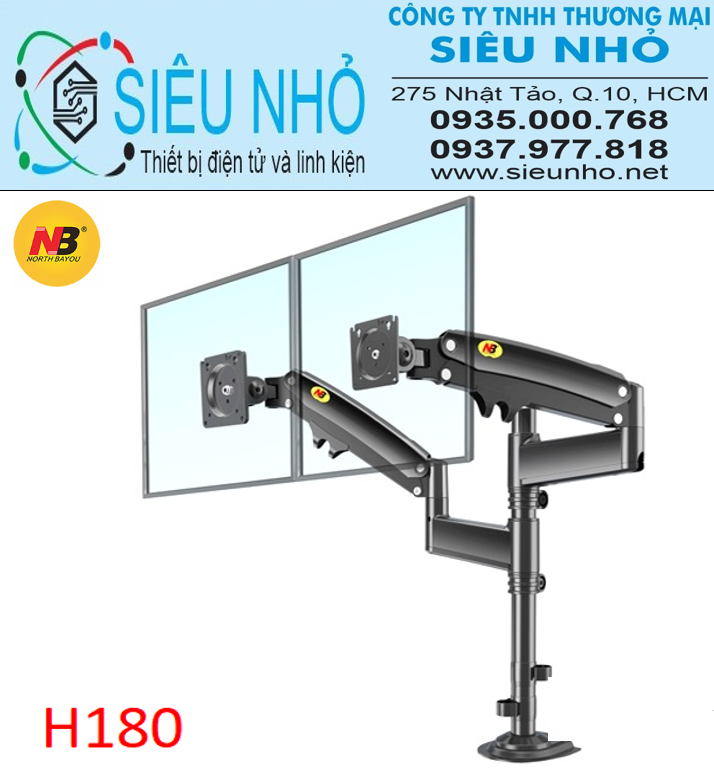 Giá Treo 2 Màn Hình NB-H180 22-32 Inch New 2021 Gắn Bàn Xoay 360 Độ Hàng Chính Hãng