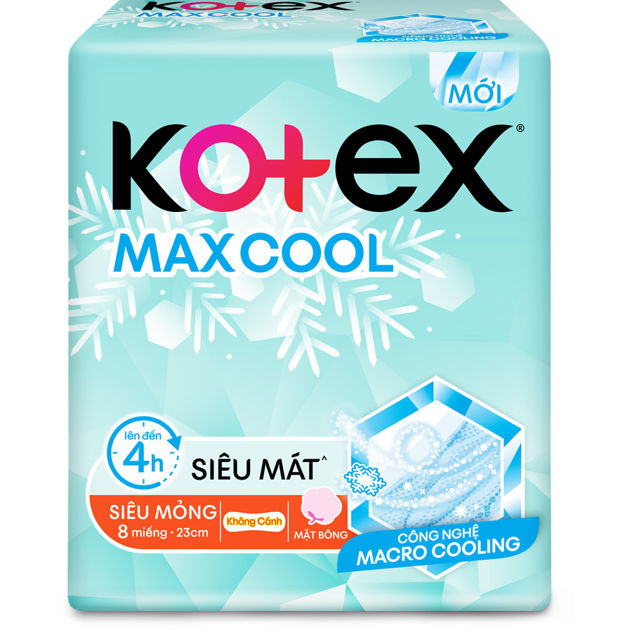 Băng Vệ Sinh Kotex Max Cool Siêu Mỏng Không Cánh 23cm 8 miếng