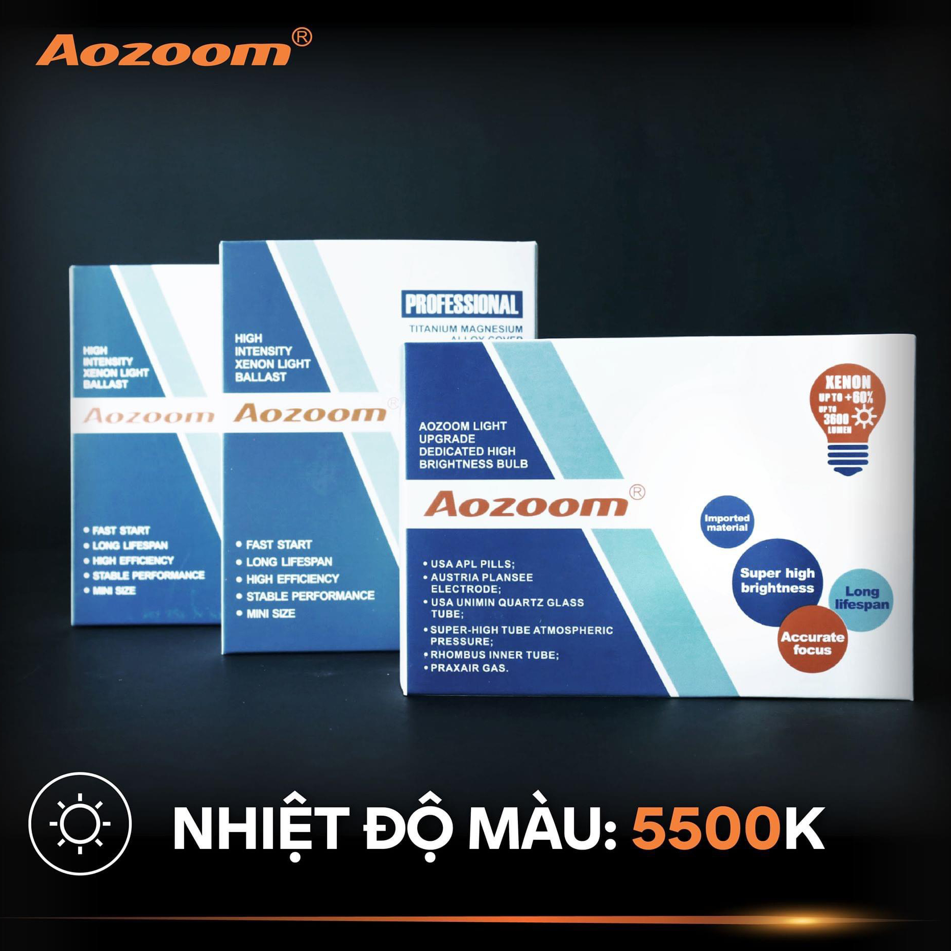 Bộ Đèn Xenon Aozoom FBL Tăng Sáng Chính Hãng , Đủ Các Chân Bóng