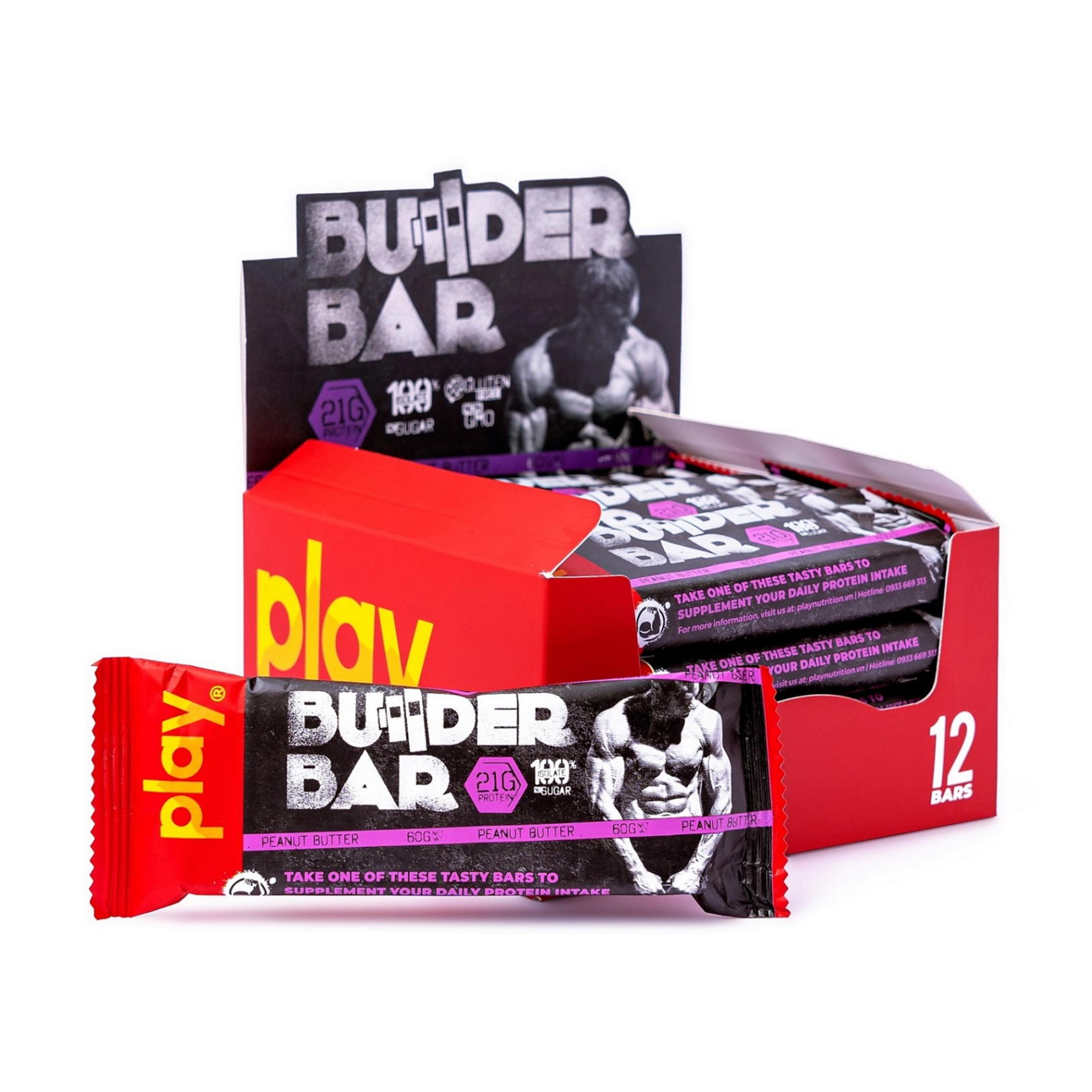 Hộp 12 Thanh Protein Builder PLAY Vị Bơ Đậu Phộng