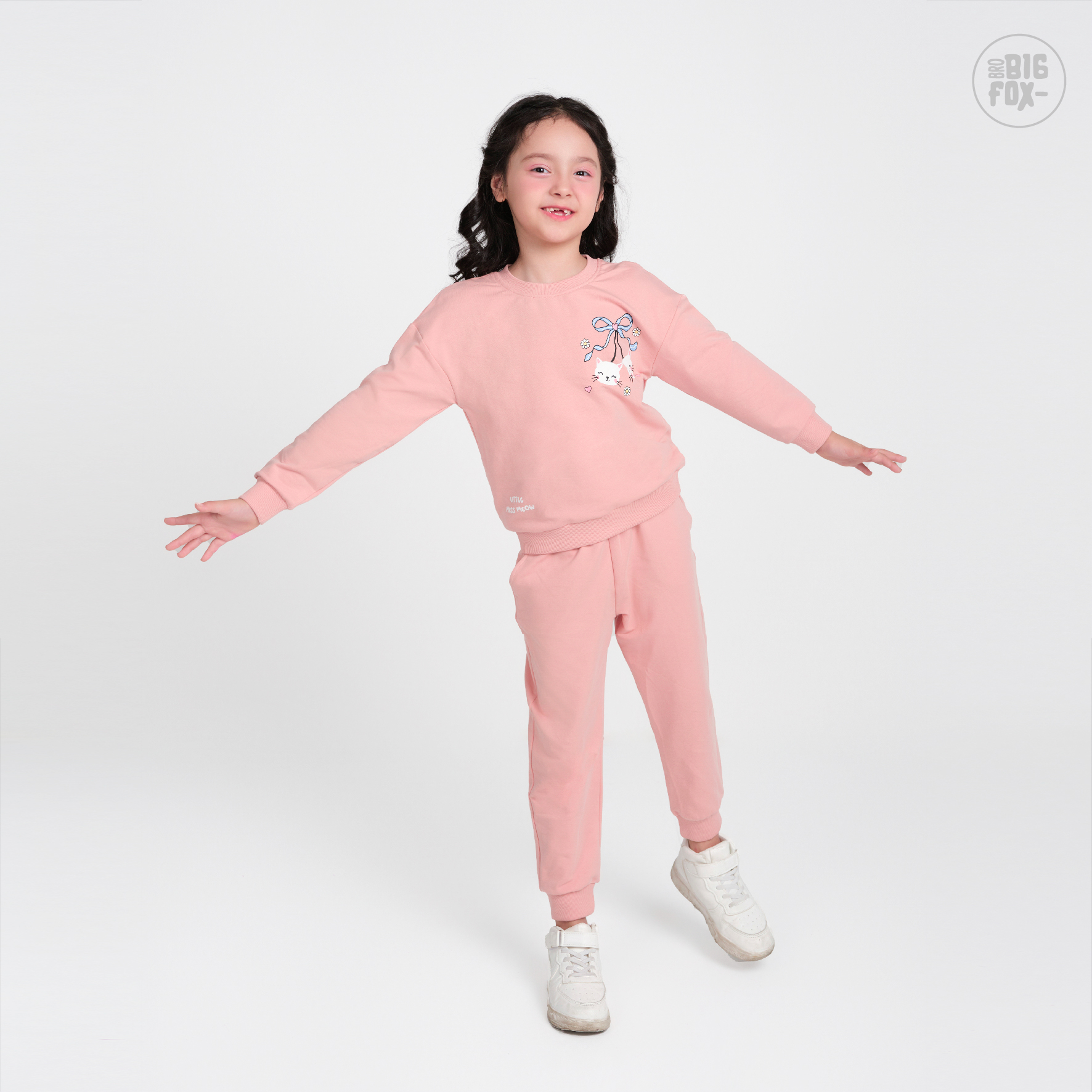 Bộ đồ thu đông cho bé gái Bigfox Miss meow size đại áo nỉ dài tay quần jogger cỡ trẻ em 3-11 tuổi