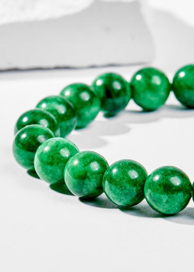 Vòng Tay Phong Thủy Nữ Đá Cẩm Thạch Sơn Thủy Phối Charm Tuổi Thân Bạc Mạ Vàng 24K Mệnh Mộc, Hỏa Ngọc Quý Gemstones