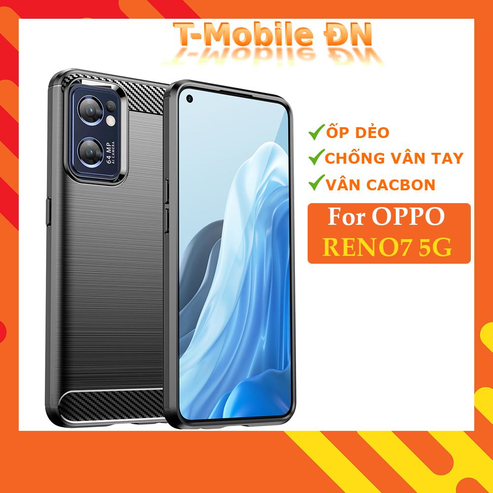 Ốp lưng cho Oppo Reno7 5G silicone mềm Carbone phay xước chống sốc chống vân tay