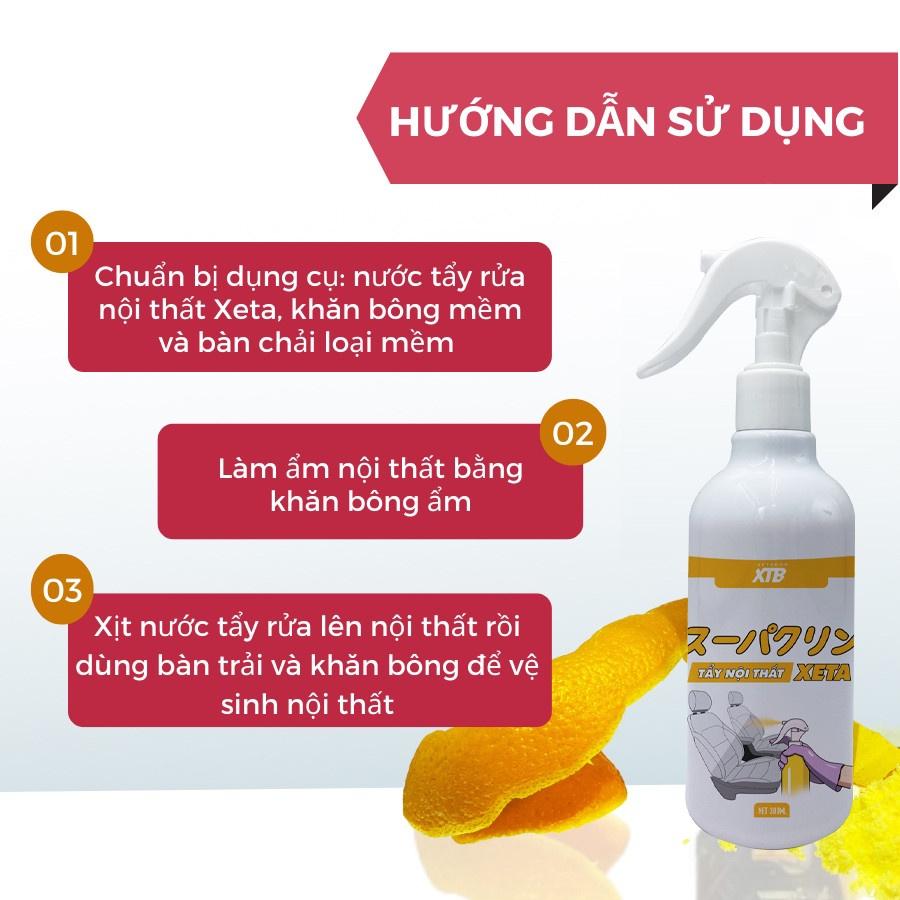 Vệ sinh nội thất ôtô Xeta chiết xuất từ vỏ cam dung tích 300ml công nghệ Nhật phiên bản mới 2023 làm sạch nội thất