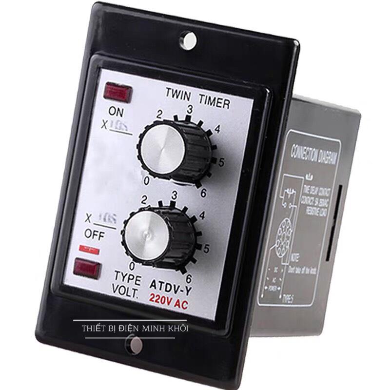 Công Tắc Thời Gian Timer Đôi Anly ATDV-Y kèm đế,timer đôi có tai, đồng hồ hẹn giờ cơ, relay thời gian luân phiên, rơ le