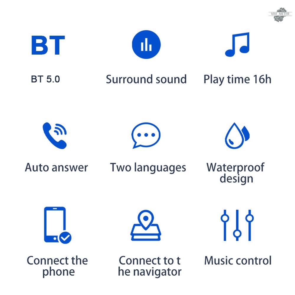 Motorcycle Helmet BT Headset BT 5.0 Wireless Motorcycle Sports Headphoones Supports Automatic Answering High Sound Quality System Helmet Earphones