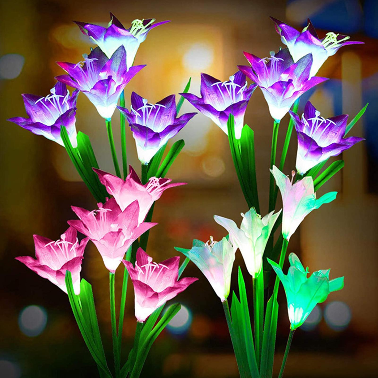 Đèn LED hình hoa năng lượng mặt trời ngoài trời ánh sáng RGB không thấm nước trang trí nhà cửa sân vườn