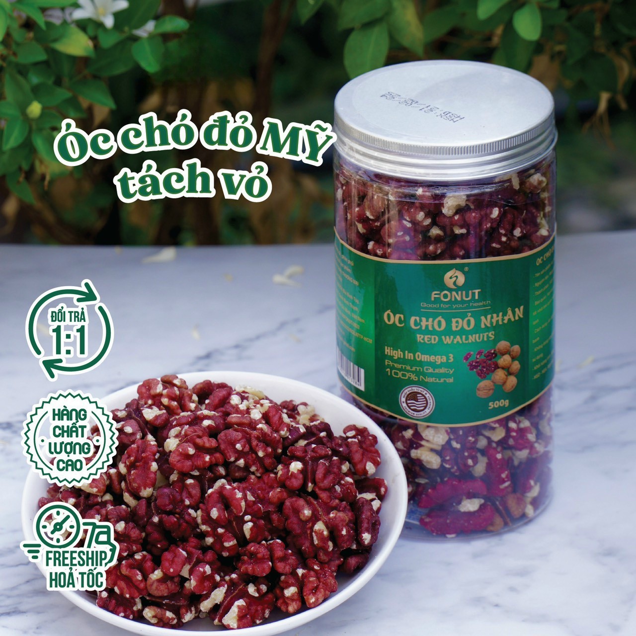 Quả Óc Chó Đỏ Mỹ Đã Tách Vỏ Hũ 500Gr