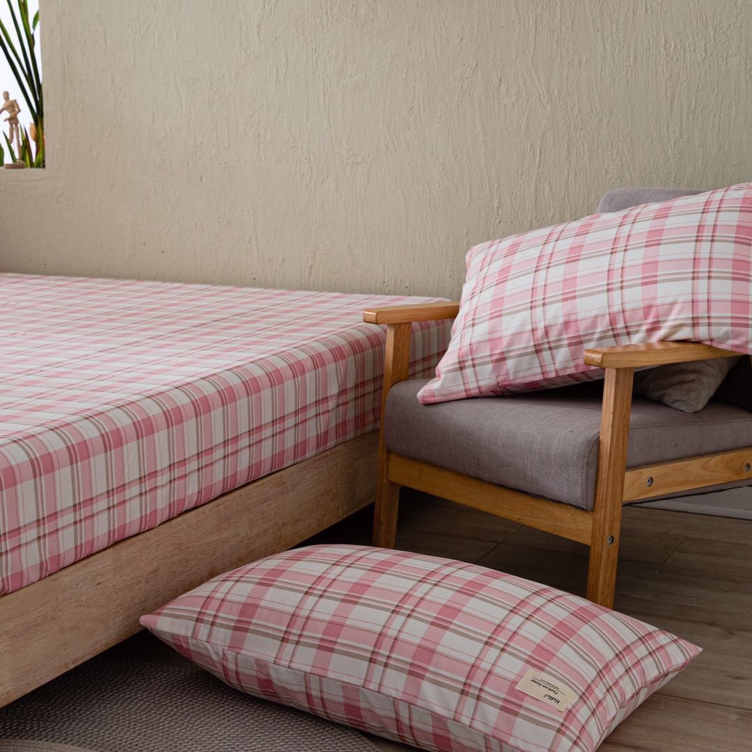 Bộ ga giường cotton Tici kẻ LIDACO cao cấp