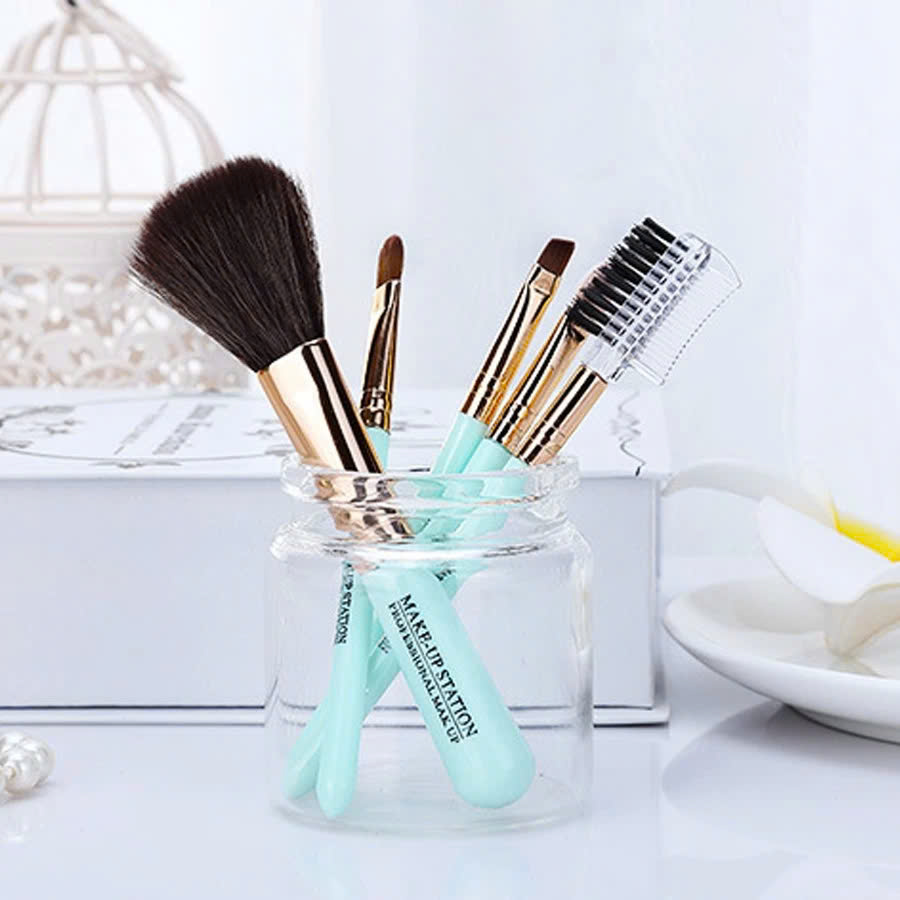 Bộ cọ trang điểm make up 5 chi tiết, dụng cụ trang điểm cá nhân kèm hộp đựng sang trọng món nhỏ gọn, lông mềm mại Cho Lớp Nền Mịn Mướt Cây Cọ Mỹ Phẩm Trang Điểm Để Bàn Tiện Dụng Cho Khuôn Mặt - Màu ngẫu nhiên