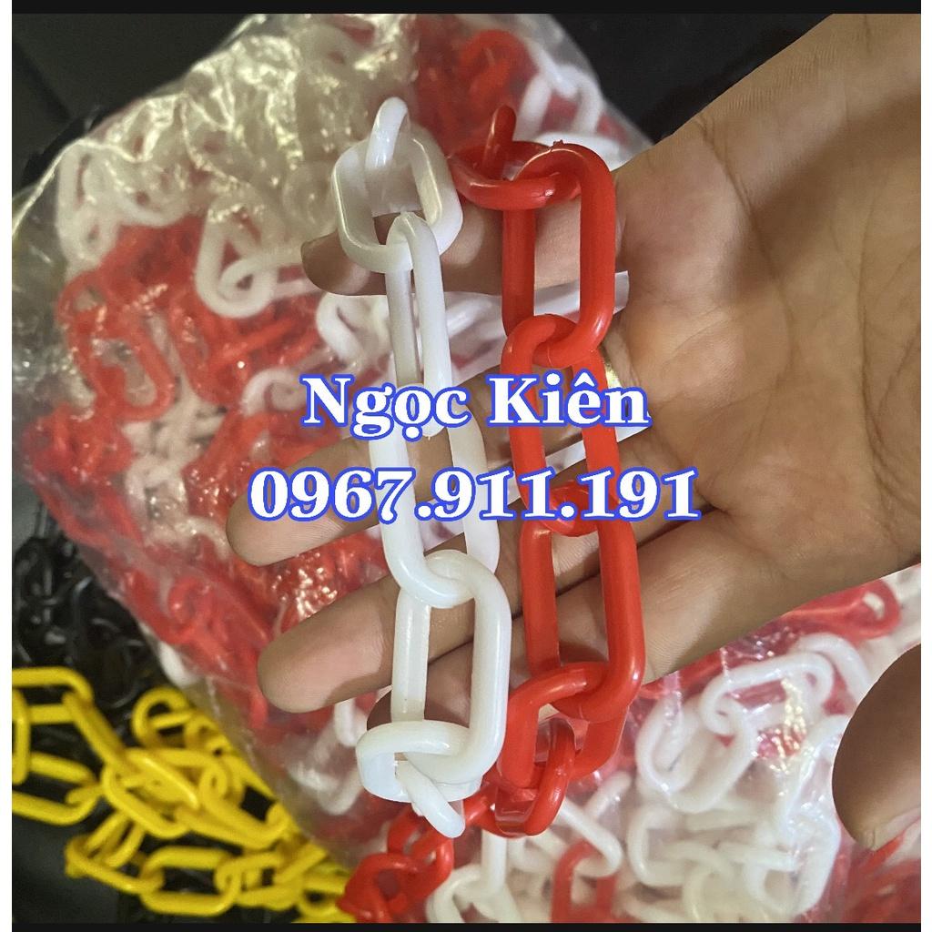 Dây xích nhựa trắng đỏ dài 25 mét, dây xích nhựa phân luồng giao thông