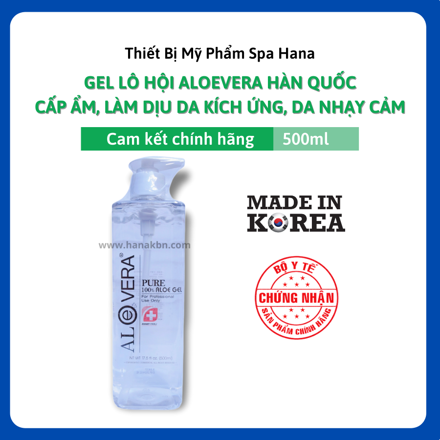 Gel Nha Đam Aloe Vera , Gel Lô Hội Dưỡng Ẩm Hàn Quốc (500ml) - Làm Dịu Da Nhạy Cảm, Khô, Mụn (Hàng Chính Hãng)