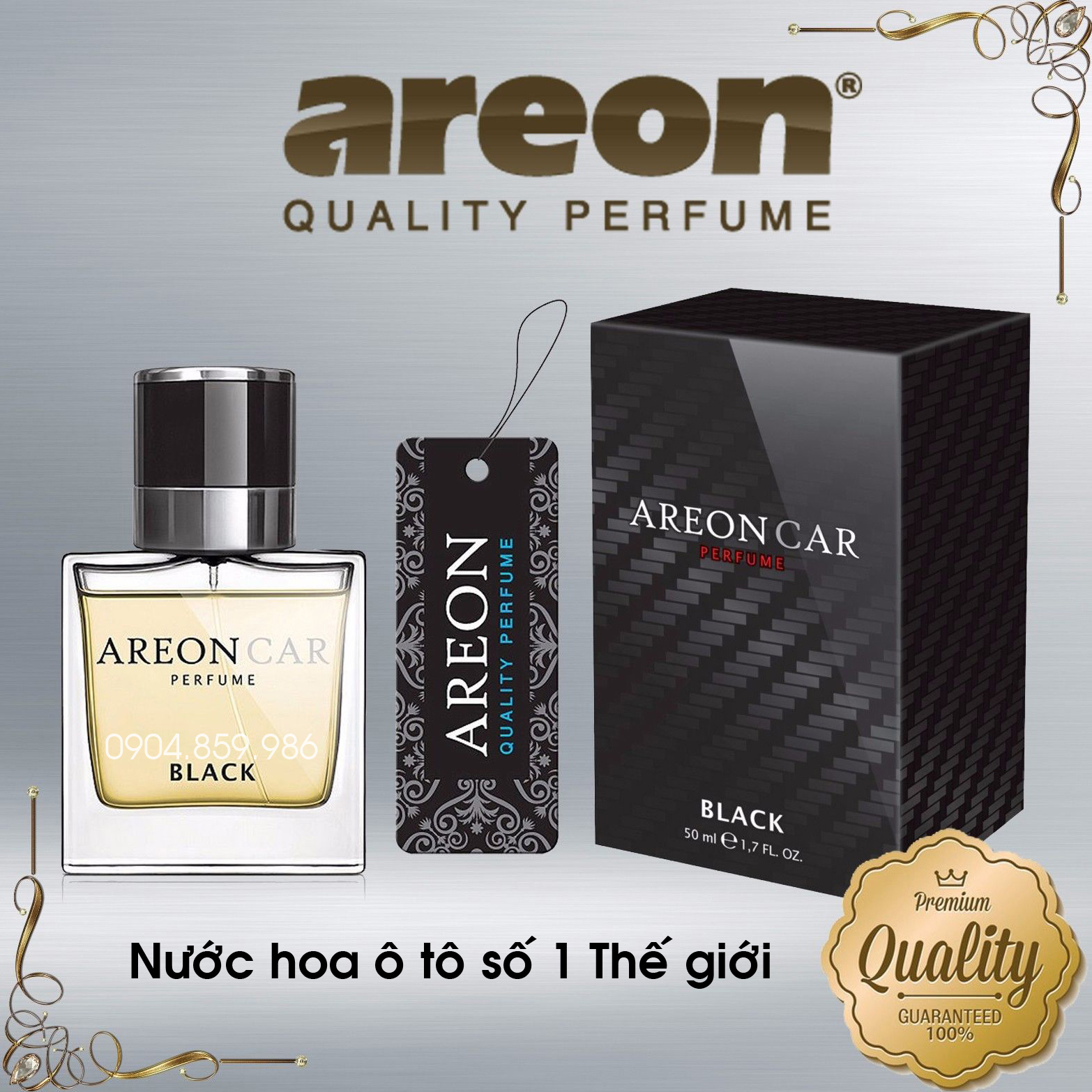 Nước hoa ô tô cao cấp AREON Car Black Perfume 50ml - NHẬP KHẨU BULGARIA