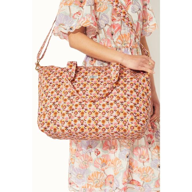 Cath Kidston - Túi du lịch xếp gọn/Foldaway Overnight Bag - Retro Ditsy - Pink/Yellow -1049176