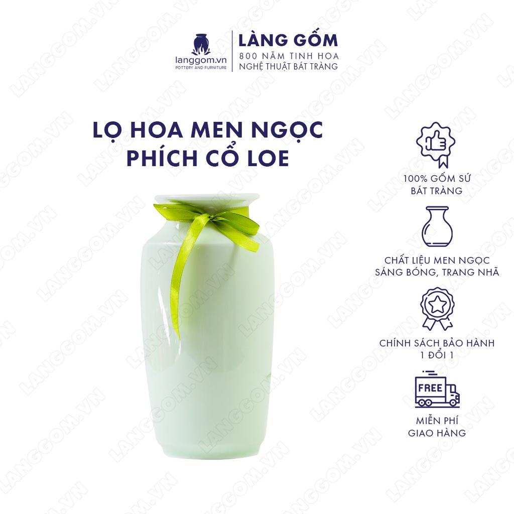 Bình hoa, lọ hoa Gốm sứ Bát Tràng cao cấp Men ngọc phích cổ loe dùng làm quà tặng, trang trí - Làng Gốm Bát Tràng