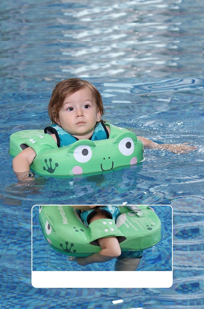 Phao bơi cao cấp cho bé 3 tháng đến 3 tuổi hoạ tiết Ếch xanh có đai đũng (6-18kg)